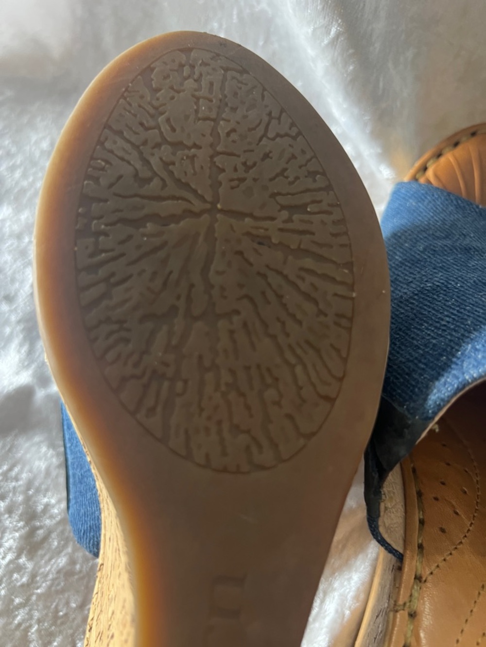 Born Denim Blue Cork Wedge Slide Sandals - Picture 11 of 11